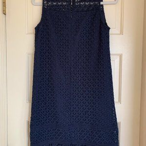 Ann Taylor Loft Sleeveless Navy Fan Shift Dress - EUC - size 4